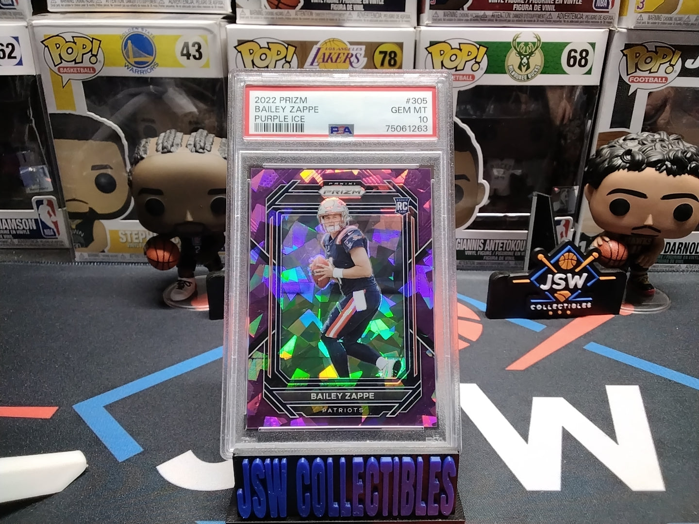 2022 Bailey Zappe Purple ICE PSA 10 RC /225