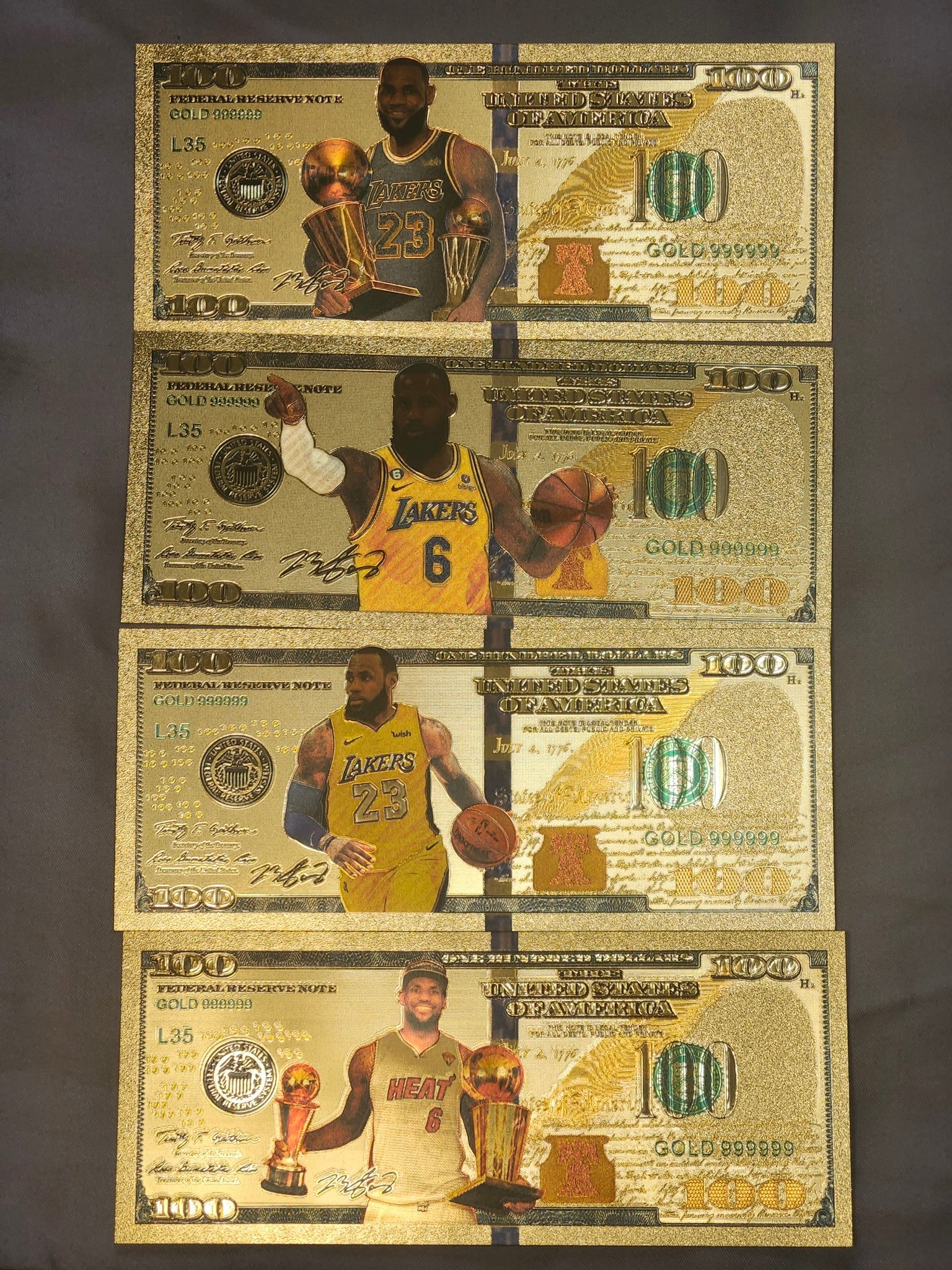 Lebron James 24k Gold Foils with COA