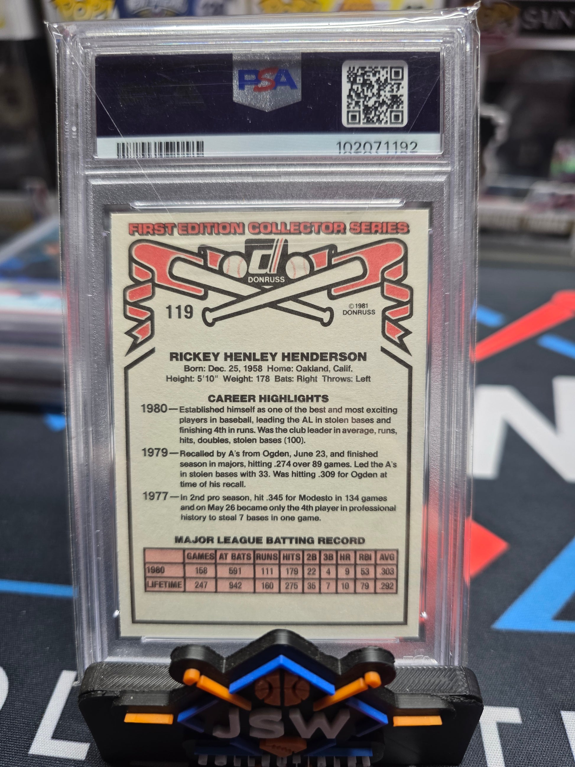 1981 Rickey Henderson PSA 9