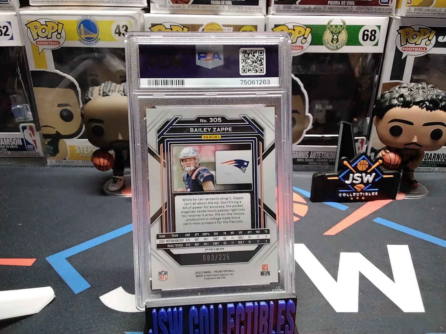 2022 Bailey Zappe Purple ICE PSA 10 RC /225