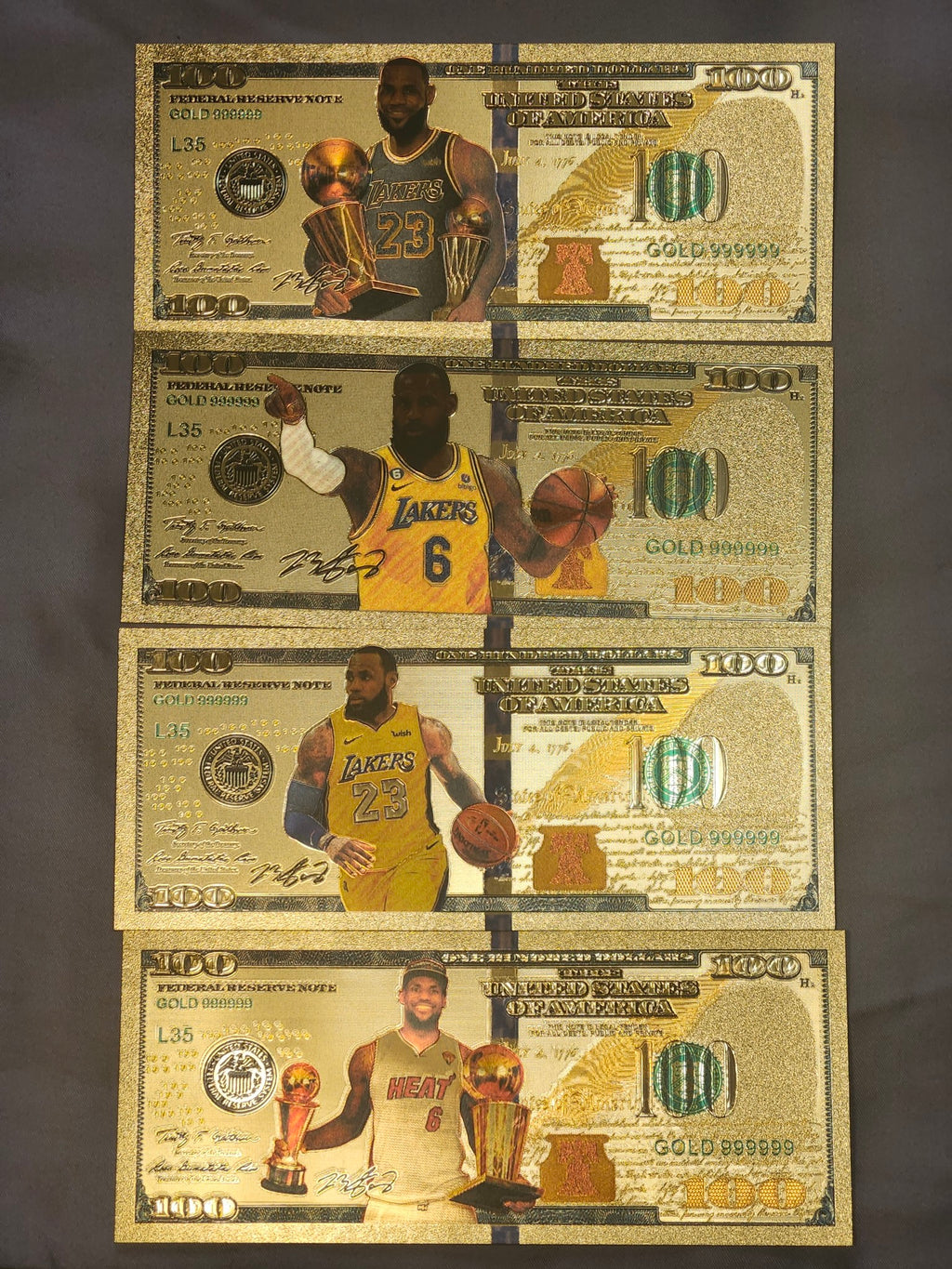 Lebron James 24k Gold Foils with COA
