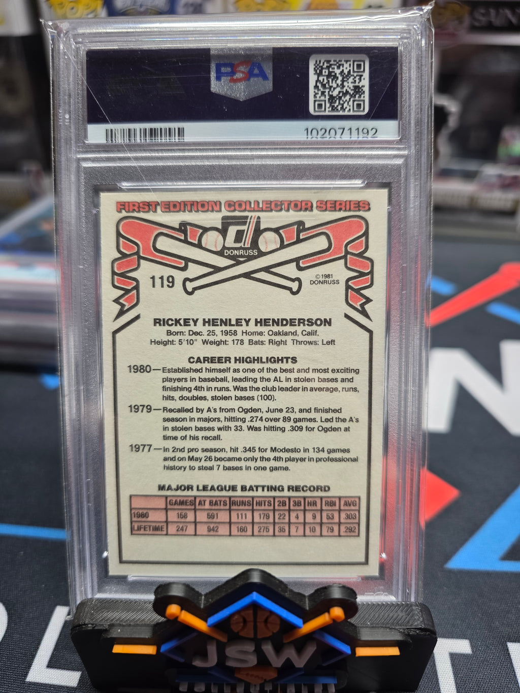 1981 Rickey Henderson PSA 9