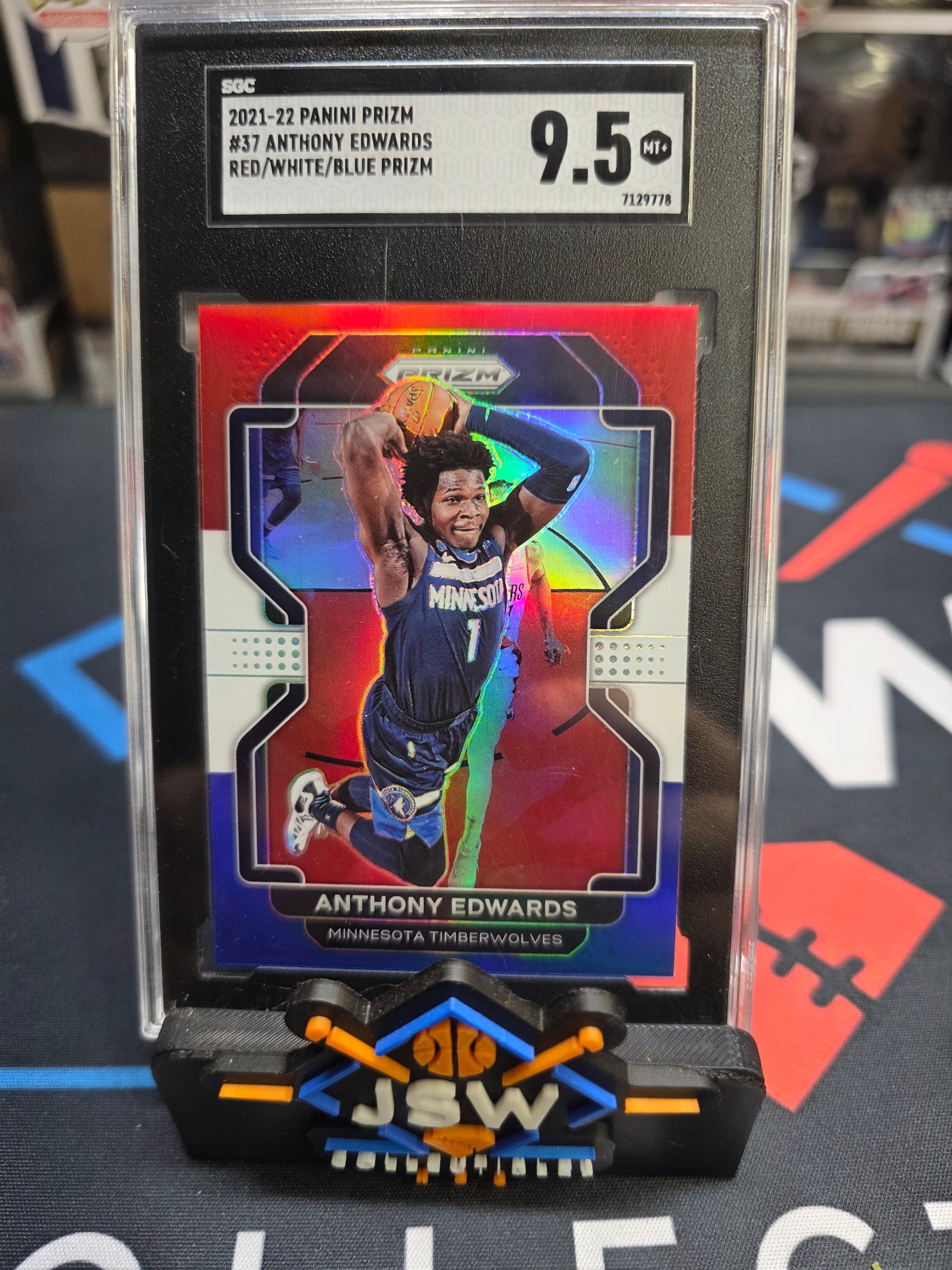 2021-22 Anthony Edwards Red/White/Blue Prizm SGC 9.5